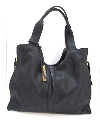Vince Camuto Black Pebble Leather Corla Shoulder Tote Zipper Vince Camuto Black Pebble Leather Corla Shoulder Tote Zipper