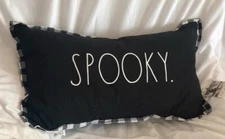 NWT Rae Dunn HALLOWEEN Goose Feathers Pillow “SPOOKY” 14 x 24”