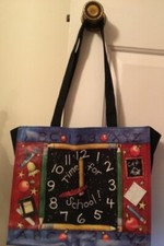TEACHER  S/CHILDREN'S LARGE SCHOOL MOTIF TOTE BAG By Susan Winget. EUC