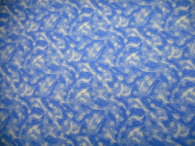Christmas Fabric 1 Yard Winter Snow Storm White Snow Swirls on Blue Cotton #32