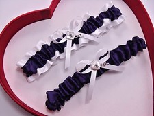 NEW Gorgeous Plum White Wedding Garter Prom Homecoming GetTheGoodStuff A  