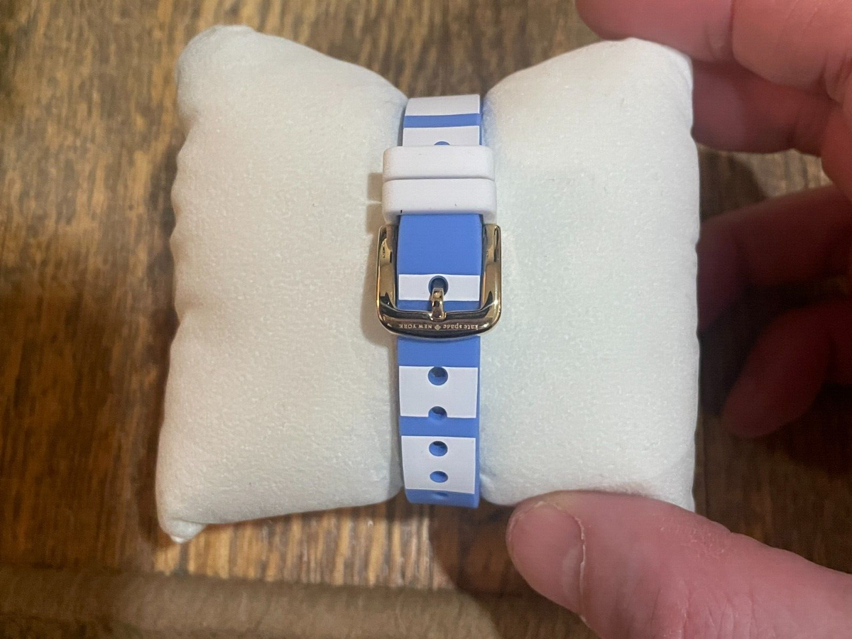 New Kate Spade New York Rumsey Blue White Stripe Silicone Strap Watch  Parts Kate Spade Rumsey Watch Women 31mm White Dial White Case  main image 3
