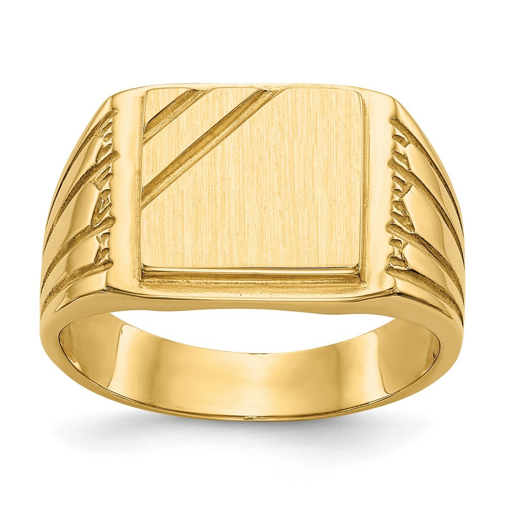 Real 14kt Yellow Gold Open Back Mens Signet Ring S:10