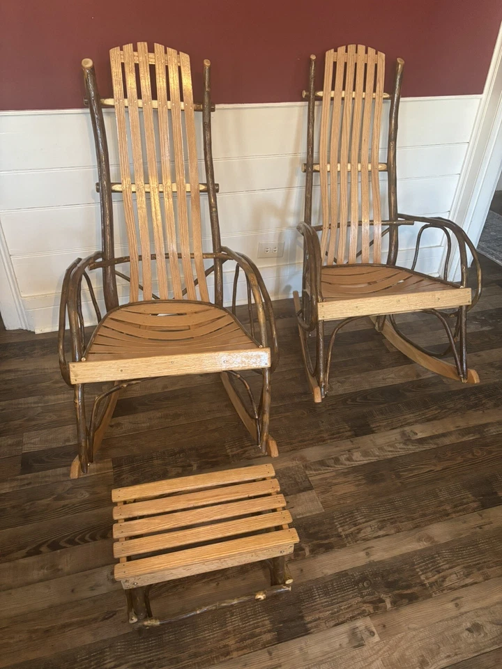 Traditional Amish Hickory Cabin Rocking Chair Rustic Country Handcrafted - Image 2 of 4