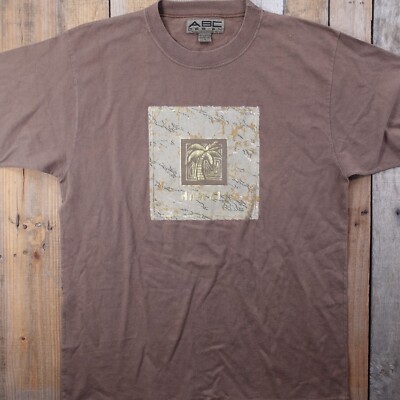 ABC Design Hawaii Brown T-Shirt Palm Tree Graphic Vintage Size M