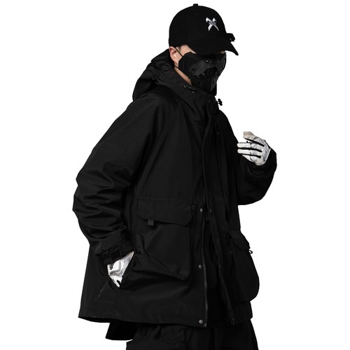 Niepce Giacca Streetwear Giapponese Uomo Urban Techwear Cappotto Completo Cerniera - Foto 9 di 36