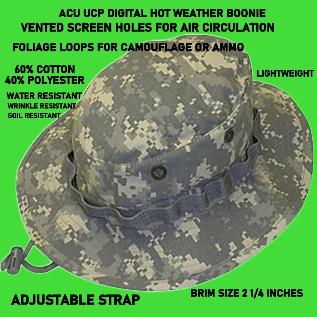 NEW HUNTER STARS MILITARY STYLE ACU PATTERN BOONIE SUN HAT IN MULTIPLE SIZES