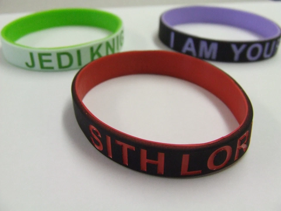 STAR WARS wristband JEDI KNIGHT SITH LORD Darth Vader Silicone White Black band