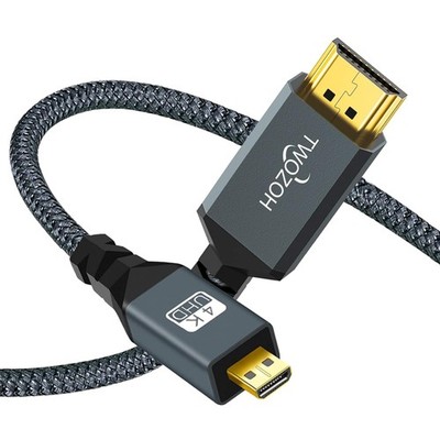 4K Micro HDMI to HDMI Cable 10FT, High-Speed Full HDMI to Micro HDMI Braided ...