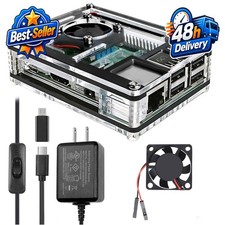Miuzei Raspberry Pi 3 Case with 5V 3A Power Supply  Cooling Fan