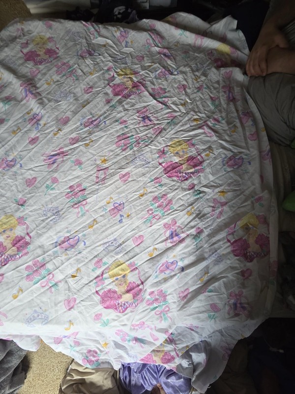 Vintage Bibb Company Barbie Twin Size Flat Top Sheet 1995 Ballerina Pink Bows