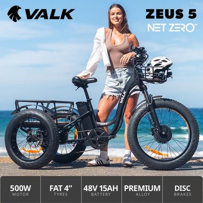 VALK Electric Fat Tyre Tricycle 500W Throttle Disc Brakes