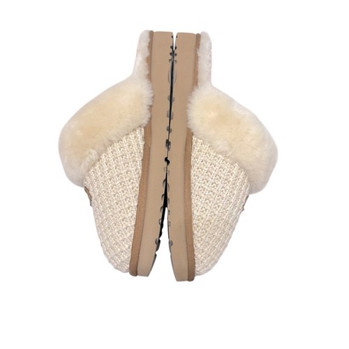 UGG® Women's Cream Cozy Knit Shearling Mule Slippers size 12 - Picture 6 of 11