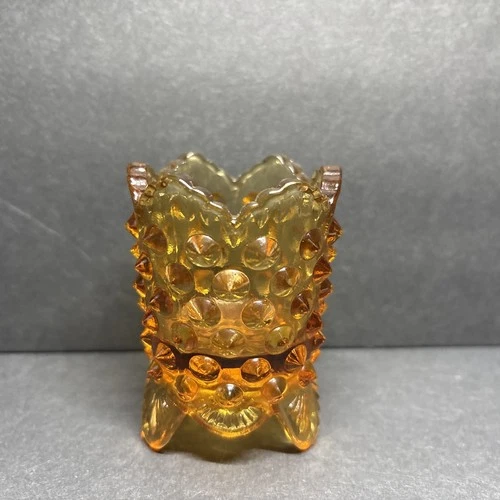 Vintage Fenton Art Glass 3 Footed Amber Toothpick/Votive Holder Williamstown WV