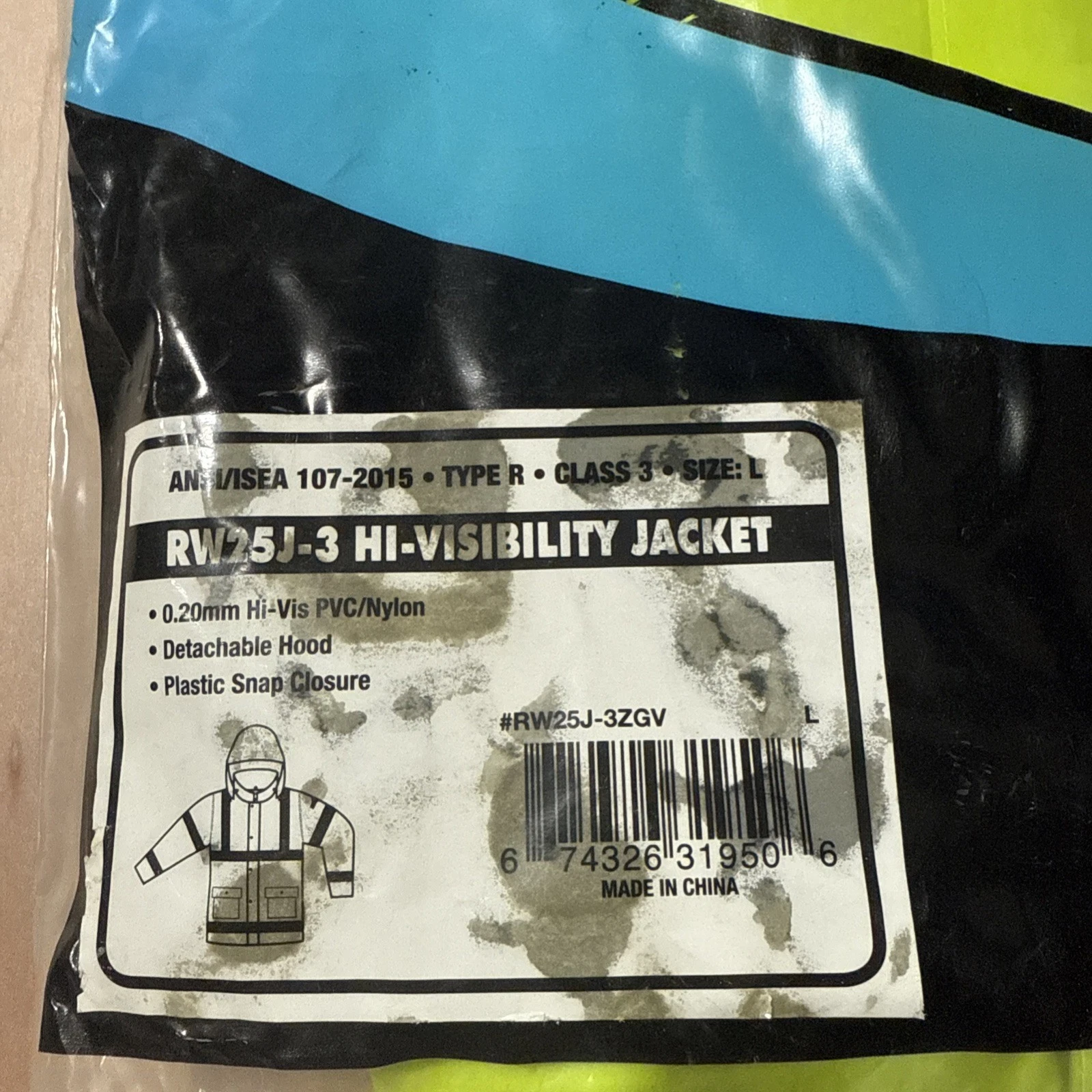 Radwear Neon Green Reflective Safety Jacket Men's Large NWT - product detail image 2