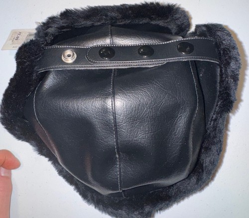 YoungAn Hat Co XL negro imitación cuero trampero sombrero imitación piel orejeras - Imagen 5 de 5
