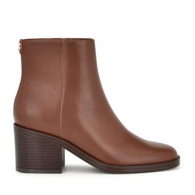 Nine West Amatto3 Women's Brown Ankle Boots Size 9M Block Heel Zip Booties