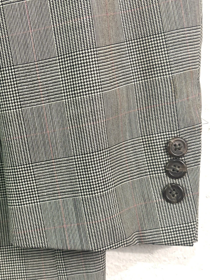 vtg 90s Brooks Brothers 40S 33x29 2pc Pant Suit Black White Glen Plaid USA Wool - Image 3 of 4