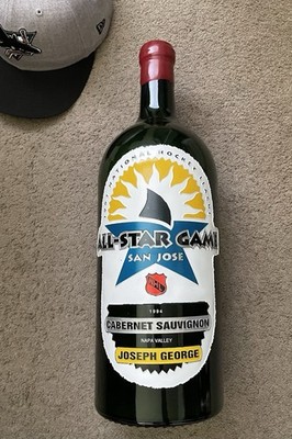San Jose Sharks Wine Bottle - 1997 NHL All Star Game 18 Inch Etched Owen Nolan