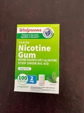 Walgreens Nicotine Gum 2mg Coated Mint Flavor 100 Pieces RECTANGLE EX02/2028