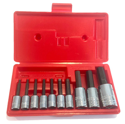 PROTO TOOLS 10-pc. SAE HEX BIT SOCKET SET, 1/8  to 5/8 , 3/8  & 1/2  DRIVE, USA