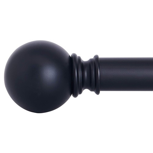 Drapery Curtain Rod Set with Classic Round Finials/Ball Caps, 1 1/8 inch Diam...