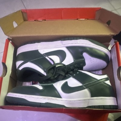 Nike Dunk Low Green White Colorblock Lace Up Men's Low Top Sneaker