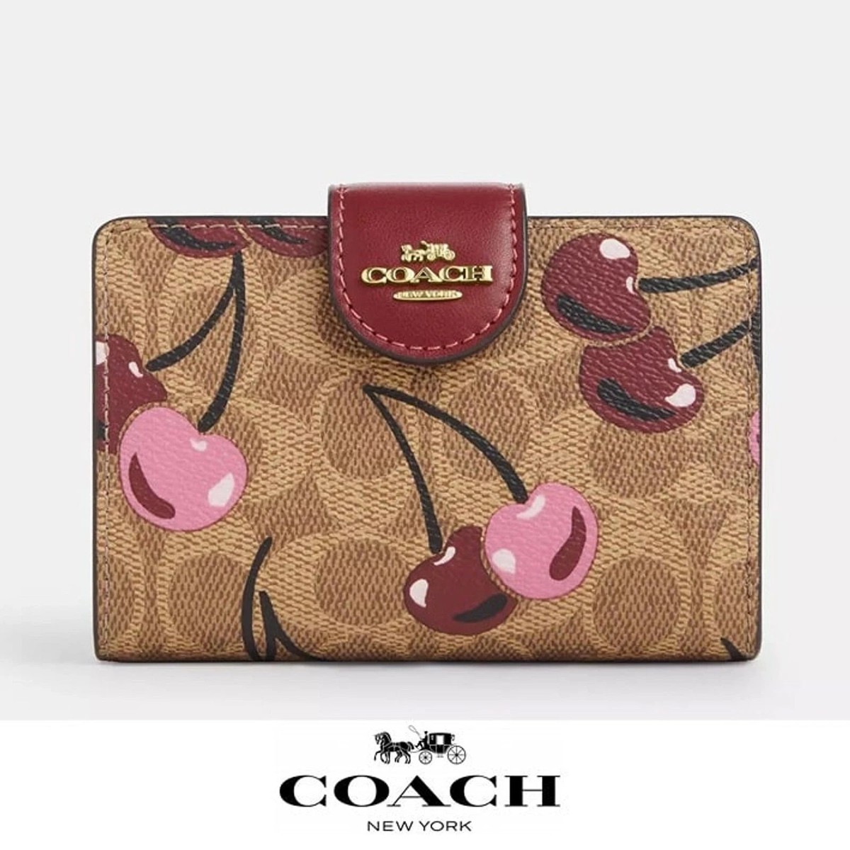 Coach Med Corner Zip Wallet Clutch CZ342 Brown Signature Canvas