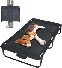 Elevated Dog Bed for Large Pet with No-Slip Feet, Foldable Portable Washable Rai
