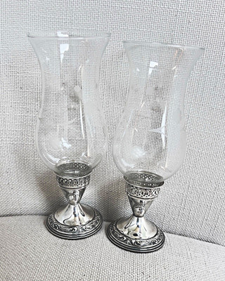 Towle Sterling Silver Hurricane Candle Holders #804