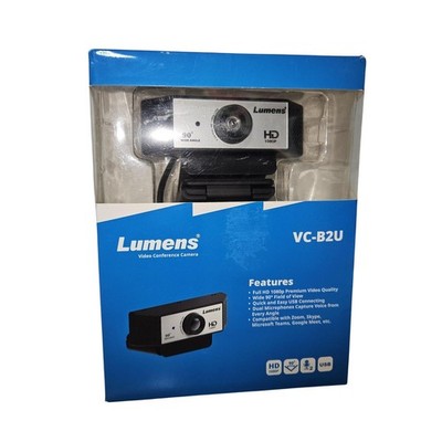 Lumens VC-B2U 1080p HD USB Webcam Video Conference Camera Dual Mic Clip-On Black
