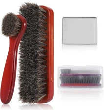 4Pcs Horsehair Shine Shoes Brush Kit, Horse Hair for Leather, Brown 