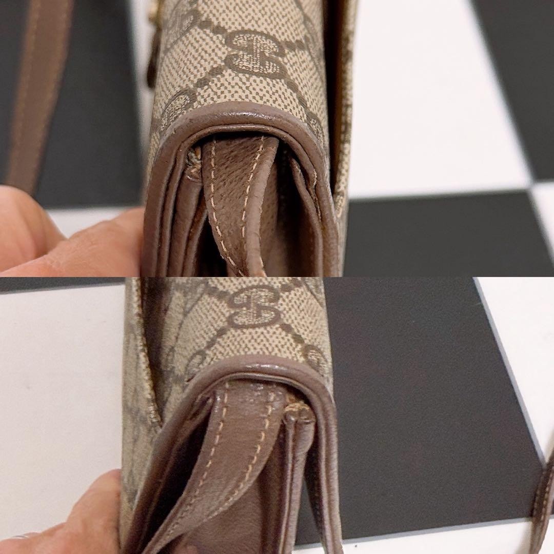 GUCCI GG Shoulder Bag PVC Leather Beige Brown Gold Hardware Logo From Japan thumbnail 6