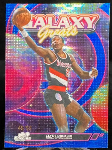 Clyde Drexler 2025-26 Topps Cosmic Chrome 49/99 Blue Pulsar&nbsp;Galaxy Greats #GG-13