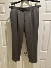 Rota Trousers Size 34x27 Side Adjusters Pleated Cuffed Dress Pants Wool Brown Rota Trousers Size 34x27 Side Adjusters Pleated Cuffed Dress Pants Wool Brown