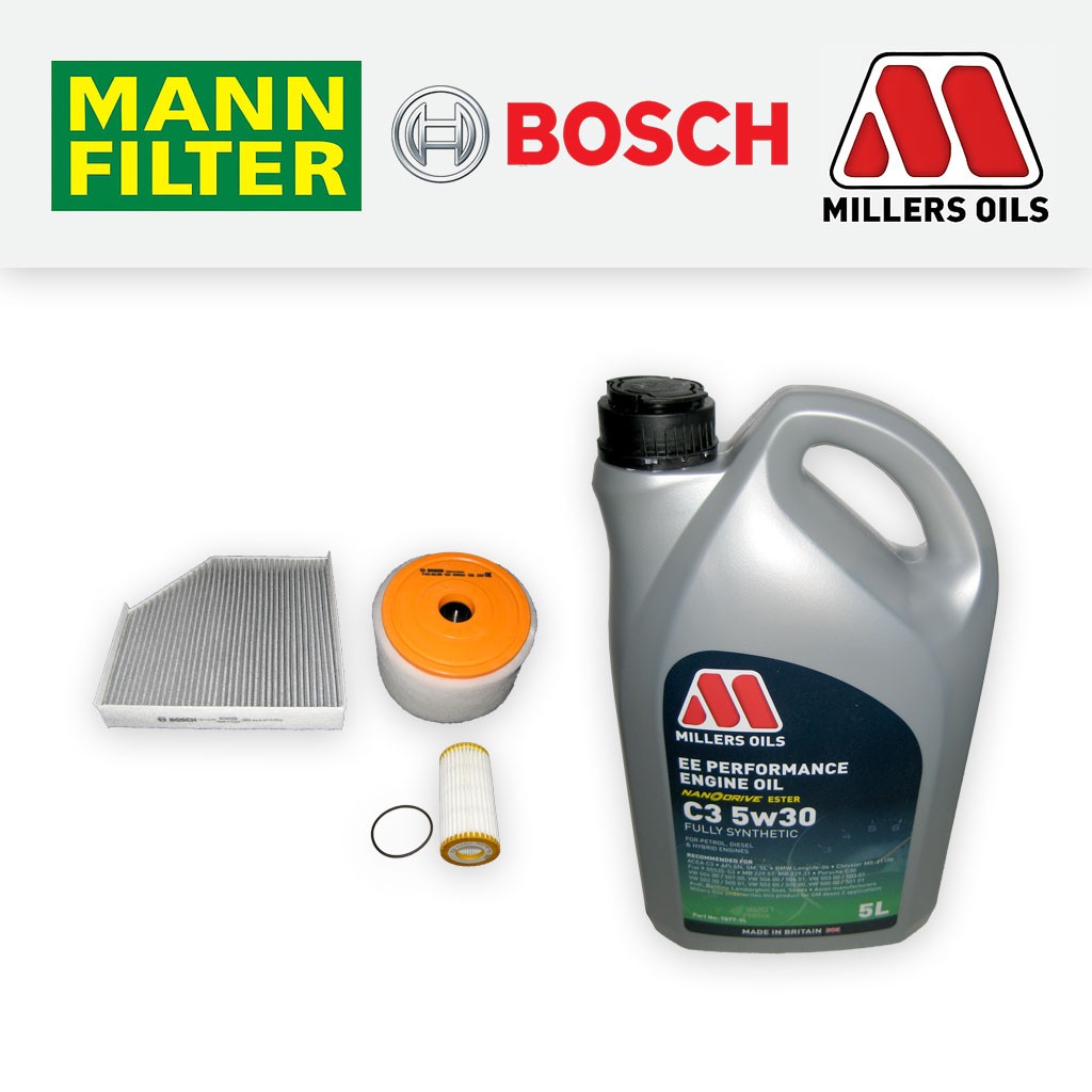 SERVICE KIT AUDI A6 (C7) 1.8 2.0 TFSI OIL AIR CABIN FILTERS +EE OIL (2015-2018)