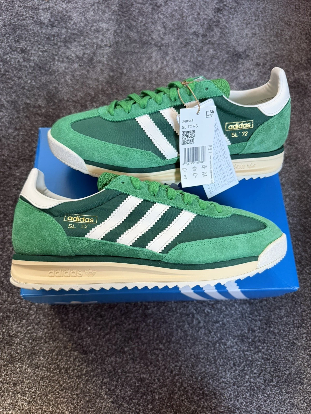 UK 8.5 Adidas Originals SL 72 RS Green JH8643 Mens New Shoes