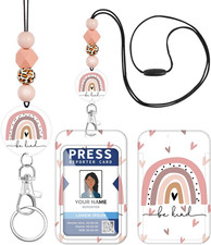Teacher Lanyard for ID Badge Card, Cute Be Kind Rainbow Women Beaded Breakaway N