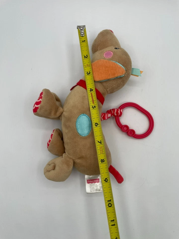 Fisher Price Mattel Peluche Bebé Sonajero Arrugado Cachorro Perro Orejas Azules Bronceado 2014 9" Foto 2 de 4