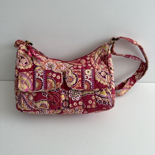 Vera Bradley Crossbody Bag Cargo Sling Purse Raspberry Fizz Paisley Floral Pink