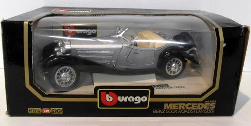 BURAGO 1/20 3020 MERCEDES-BENZ 500K ROADSTER 1936 SILVER - Picture 3 of 3