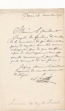Évariste-Vital LUMINAIS Lettre autographe devient membre commission peinture