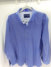 Robert Graham Shirt Men Size Large Blue Dot Long Sleeve Button Cotton Casual