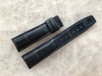 21mm/18mm Blue Alligator Crocodile Embossed Leather Watch Strap Band