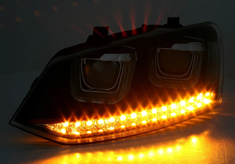 Scheinwerfer Set für VW Polo 6R / 6C mit roter Leiste U- Tube LED - Bild 3 von 4