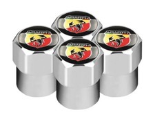 4 TAPPI COPRIVALVOLE ABARTH SILVER SCORPIONE IN LEGA DI METALLO 500 595 Punto