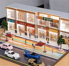 1/64 Diorama City Street Scene Building Model Store House LED Lighting Toys