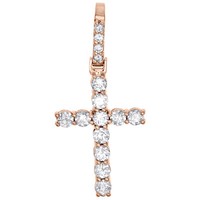 "10K Rose Gold Diamant Solitaire Zacken Set 1 Reihen KreuzanhäNger 1.65 \" 2.10 Ct"