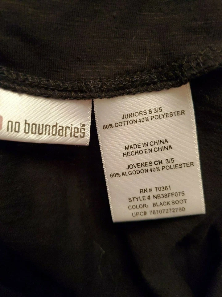 No Boundaries Juniors Womens Shirt Top Blouse  Size S Small 3/5 Black - Image 2 of 4