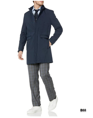 DKNY Men's Water Resistant Soft Shell Jacket Coat, Navy, 40 Short ~B68 $295